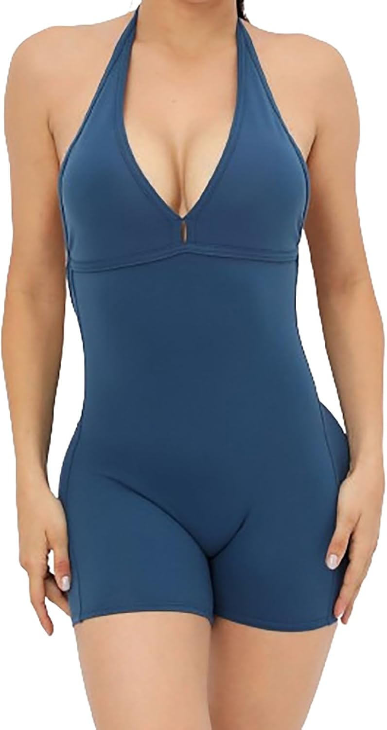 Unitards for Women,Ladies Jumpsuit Sleeveless Halter Neck